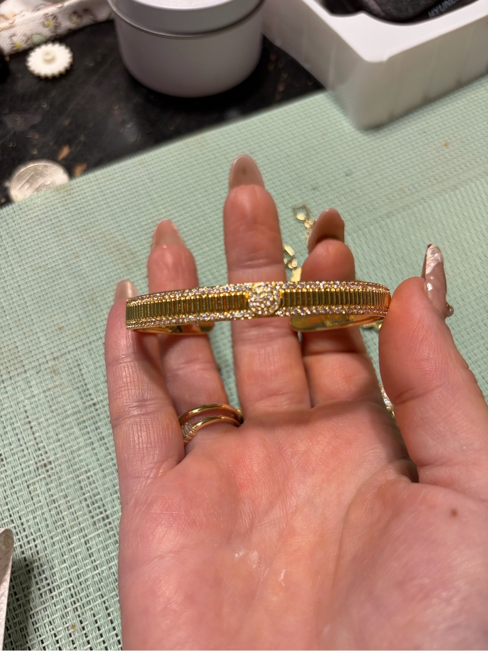 Gold Crystal cuff - Bangle Bracelet - Elegant Women’s Jewelry